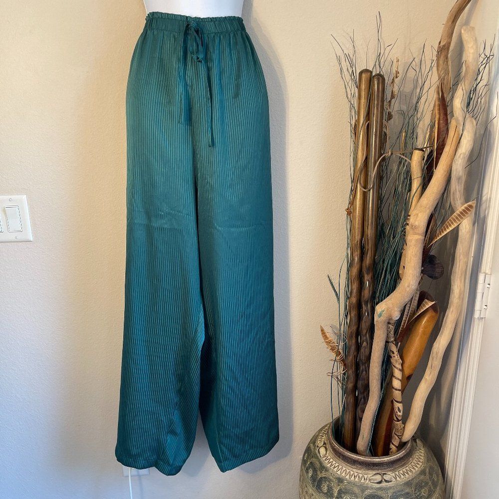 Lane Bryant Intimates Green Satin Stripe Lounge Pajama Pants 22 24 Plus